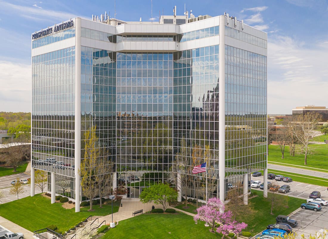 Overland Park, KS - Aerial View of an Office Building on a Sunny Day